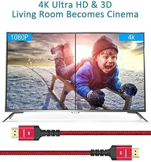 Main image of Vszerda 4K HDMI 2.0 Cable 6.6FT/2m - 4K@60Hz HDR Braided HDMI Cord, 18Gbps High Speed with Ethernet/ARC, 3D, HDCP 2.2, ARC, Compatible for PS-5/4/3/4K HDTV/Monitor/Projector/Streaming Media