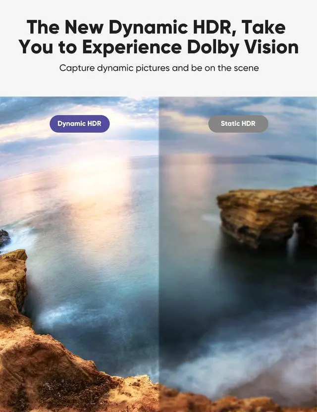 Alt view image 4 of 7 - Vszerda 8K HDMI Cable 2.1 2-Pack 6.6FT, Slim 48Gbps High Speed HDMI Braided Cord-4K@120Hz 144Hz 8K@60Hz, HDCP 2.2&2.3, Dynamic HDR,eARC,DTS:X,RTX 3090,Compatible with Roku TV/HDTV/PS5/Blu-ray