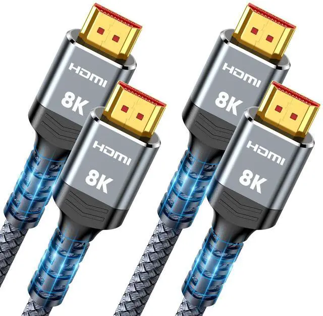 Main image of Vszerda 8K HDMI 2.1 Cable 15FT 2-Pack, Slim Ultra High Speed HDMI Braided Cord-48Gbps,4K@120Hz 8K@60Hz, HDCP 2.2&2.3, Dynamic HDR,eARC,DTS:X,RTX 3090,Compatible with Roku TV/HDTV/PS5/Blu-ray