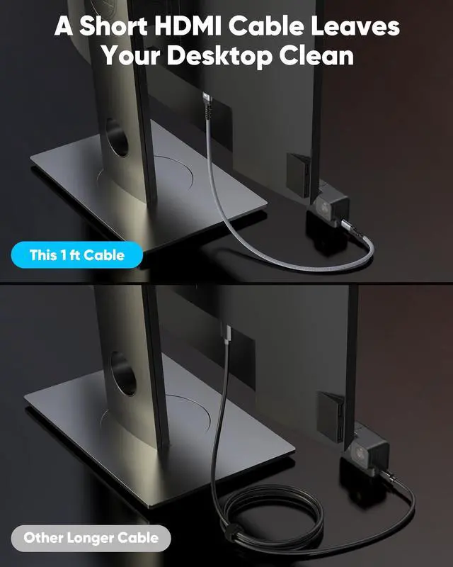 Alt view image 3 of 7 - Vszerda 4K Micro HDMI to HDMI Cable 1 FT, 4K@60Hz HDR, Micro HDMI Cord Compatible for DSLR Camera, Raspberry Pi, GoPro Hero to TV, Laptop, Computer, Monitor, for Video, Audio, Image, Streaming