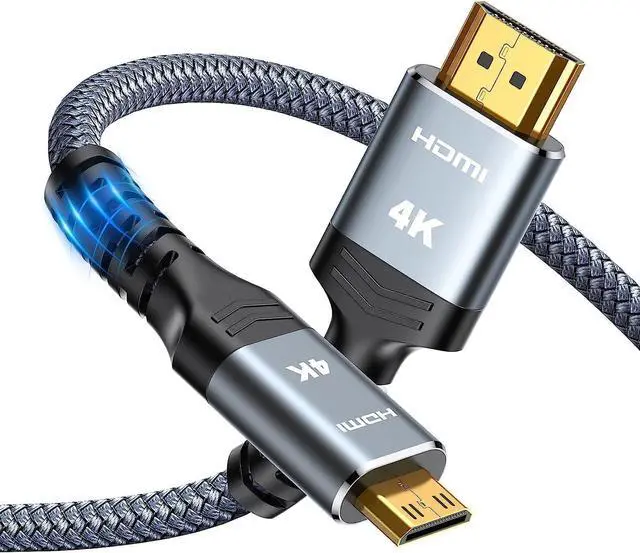 Main image of Vszerda Mini HDMI to HDMI Cable 10FT, 4K 60Hz High Speed HDMI to Mini HDMI Cable Male Bi-Directional 2.0 Cord, for HDTV, Tablet, Camera and Camcorder [Aluminum Shell, Nylon Braided]