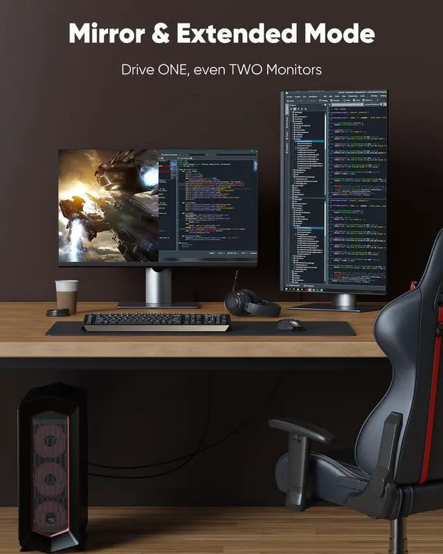 Alt view image 3 of 7 - Vszerda 4K DisplayPort to HDMI, 6.6ft DP to HDMI 1.4 Uni-Directional Cable, 4K@30Hz, 2K@60Hz, 1080P Full HD, Nylon Braided Cord for Dell, NVIDIA, AMD, HP, Monitor, Projector, Desktop (Red)