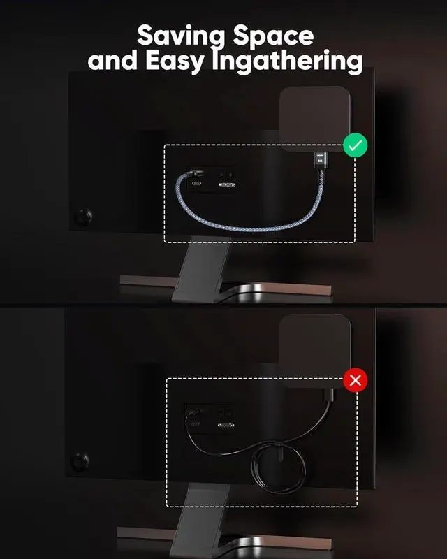 Alt view image 7 of 7 - Vszerda Extra Short 8K HDMI Cable 1.07ft Total Length, 0.71ft Cable Length, Ultra High Speed HDMI Braided Cord-4K@120Hz, 8K@60Hz,eARC, Compatible for PS5,Monitor,PC and More