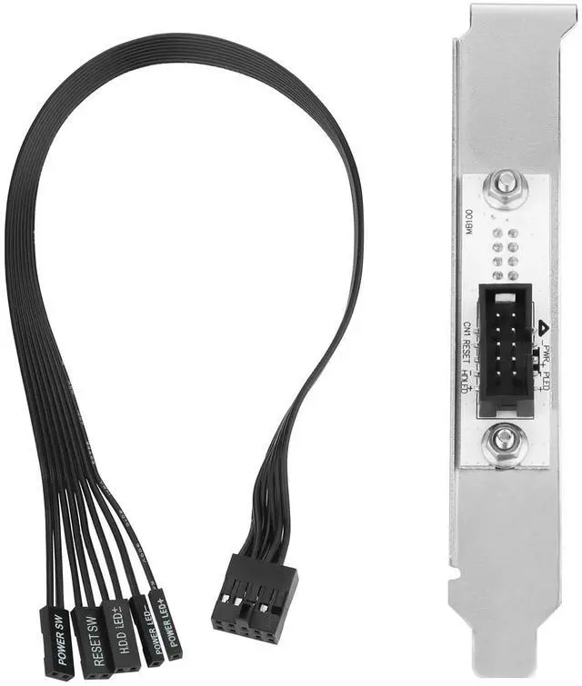 Main image of Vszerda PC Power Button Extension Cable with Full Height PCIe Bracket (30cm), 9 Pin Front Panel Header Adapter for PC Power Switch - for Standard-Sized Medium/Full Tower Case