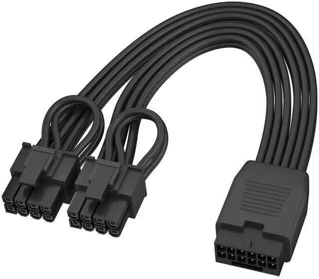 Main image of Vszerda 12VHPWR Cable Extension, 16 Pin(12+4) Female to Dual PCIe 8 Pin(6+2) Male GPU, PSU Conversion Cable for Power Supply 6.8 in(17cm)