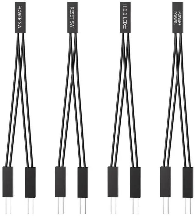 Main image of Vszerda PC Power Switch Splitter, 2 Pin 2.54mm 1 Female to 2 Male Power SW Reset SW HDD LED Jumper Splitter Adapter for PC Motherboard Power ON Off Reset Hard Drive LED