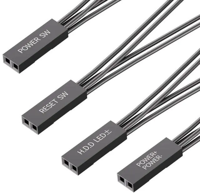 Alt view image 2 of 6 - Vszerda PC Power Switch Splitter, 2 Pin 2.54mm 1 Female to 2 Male Power SW Reset SW HDD LED Jumper Splitter Adapter for PC Motherboard Power ON Off Reset Hard Drive LED