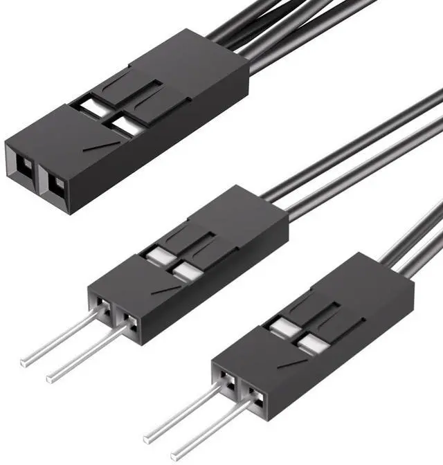 Alt view image 5 of 6 - Vszerda PC Power Switch Splitter, 2 Pin 2.54mm 1 Female to 2 Male Power SW Reset SW HDD LED Jumper Splitter Adapter for PC Motherboard Power ON Off Reset Hard Drive LED