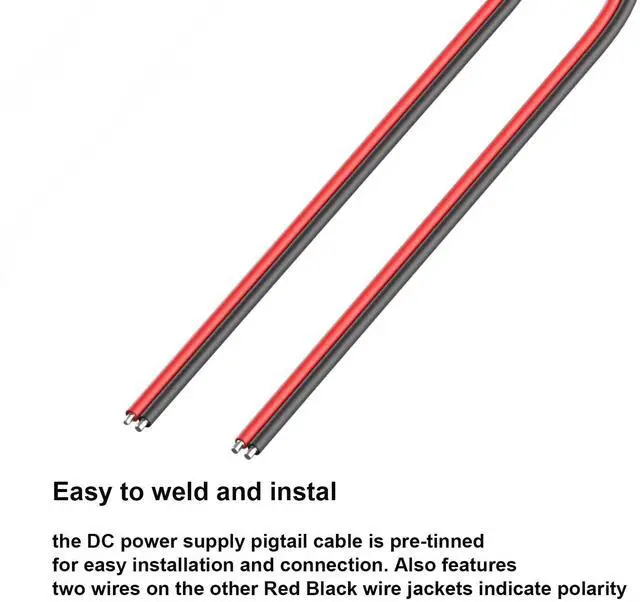 Alt view image 4 of 6 - DC Barrel Connectors Power Cable, 12V 5A 5521 Jack Pigtail Barrel Plug Connector Cable 5.5mm x 2.1mm for Security Cameras LED Light Strips Routers Power Adapters (10 Pairs Male and Female,12 inch)