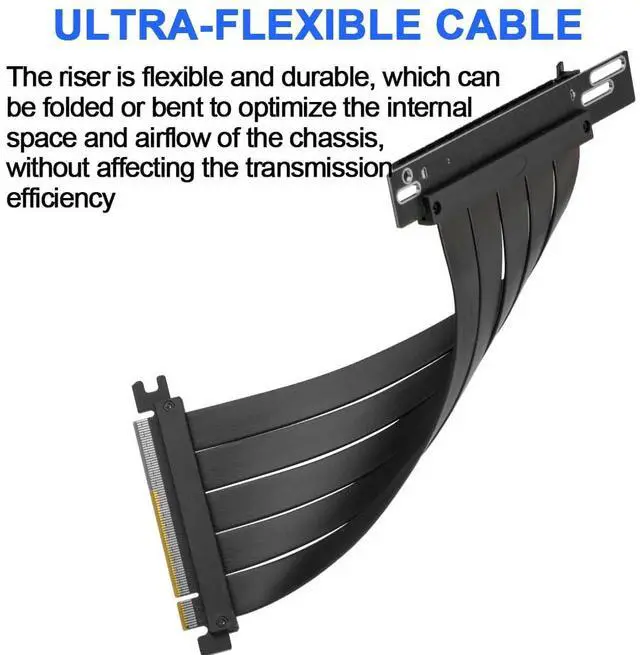 Alt view image 5 of 6 - PCIE 4.0 Riser Cable 90 Degree, PCIe 4.0 x16 High Speed Flexible Extender Card, EMI Shielded 30AWG, TPE Cable Sleeves, Pcie 4.0 Riser Compatible with 4090 4080 4070 3090 and Pcie 3.0 System 20cm
