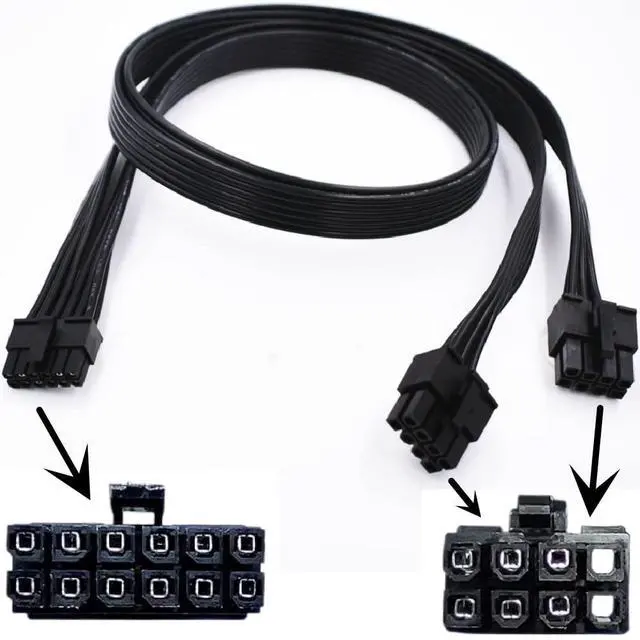 Alt view image 2 of 6 - Vszerda for NVIDIA GeForce RTX 30 Series GPU E VGA Seasonic Modular PSUs Power Adapter Cable Dual PCIe 8 Pin Male to Mini 12 Pin PCIE Power Modular Cable 12-inch(30cm)