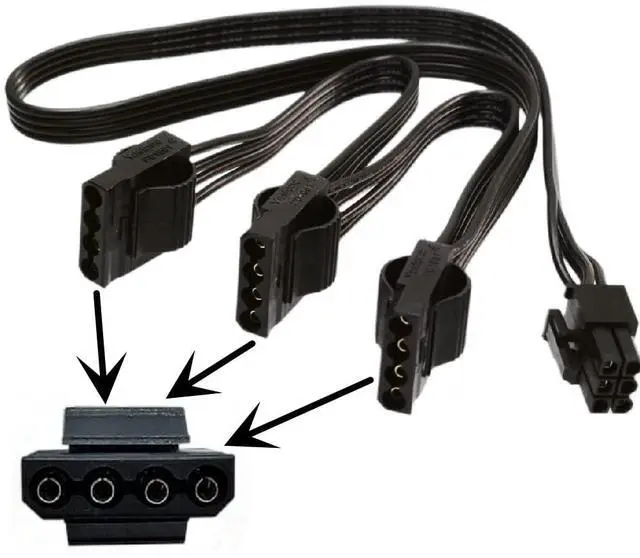 Alt view image 3 of 3 - Vszerda for E VGA Modular PSU Hard Drive HDD Power Adapter Cable 6 Pin to 3X 4 Pin Power Cable only for E VGA G1/G1+/G2/G3/G5/GS/GA/GM, B2/B2/BQ, P2/1000PS/T2, Supernova nex650g/ 450GM/550GM