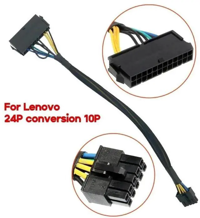 Alt view image 2 of 2 - Vszerda 24 Pin to 10 Pin ATX PSU Main Power Adapter Braided Sleeved Cable for IBM L enovo PCs and Servers 12-inch(30cm)