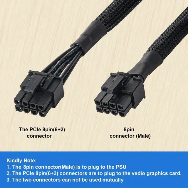 Alt view image 5 of 7 - Vszerda PCIE Cable for Seasonic, PSU 8 pin Male to Dual PCIe 8pin (6+2) Male Power Supply for Seasonic Modular Power Supply (65cm)