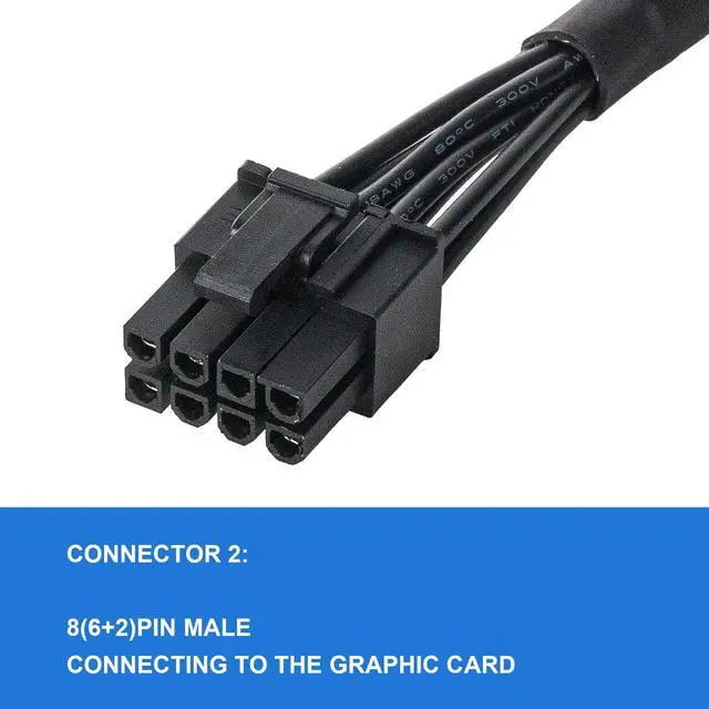 Alt view image 3 of 7 - Vszerda PCIE Cable for Seasonic, PSU 8 pin Male to Dual PCIe 8pin (6+2) Male Power Supply for Seasonic Modular Power Supply (65cm)