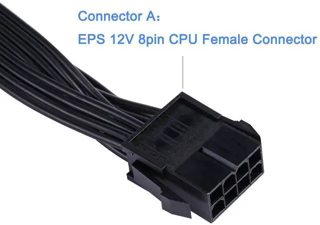 Alt view image 3 of 7 - Vszerda EPS12V CPU 8 Pin Female to CPU ATX 8Pin(4+4) and ATX 4 Pin Male Power Supply Cable EPS 12V for Motherboard 10.8 inch