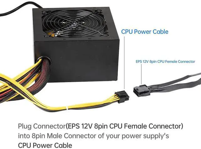 Alt view image 5 of 7 - Vszerda EPS12V CPU 8 Pin Female to CPU ATX 8Pin(4+4) and ATX 4 Pin Male Power Supply Cable EPS 12V for Motherboard 10.8 inch