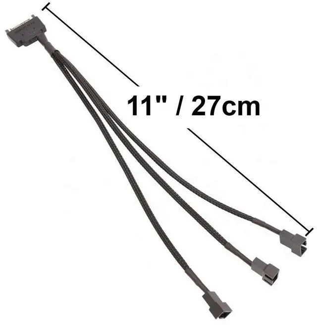 Alt view image 7 of 7 - Vszerda 2 Pack of 15-Pin SATA to 3 PC Fan Power Adapter Cable, 12V PC Case Fan Power Adapter Cable, 3-Pin or 4-Pin (PWM Connector) to 15 Pin SATA Computer Cooler Cooling Fan Splitter Y Power Cable