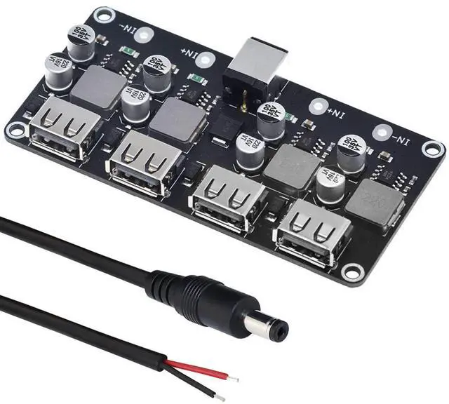 Main image of Vszerda 6-32V 9V 12V 24V to 5V Fast Charging Module 4 Port USB QC3.0 QC2.0 DC-DC Buck Converter Step-Down Quick Charger Circuit Board with USB Cable, 24AWG Wire