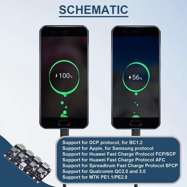 Alt view image 6 of 7 - Vszerda 6-32V 9V 12V 24V to 5V Fast Charging Module 4 Port USB QC3.0 QC2.0 DC-DC Buck Converter Step-Down Quick Charger Circuit Board with USB Cable, 24AWG Wire