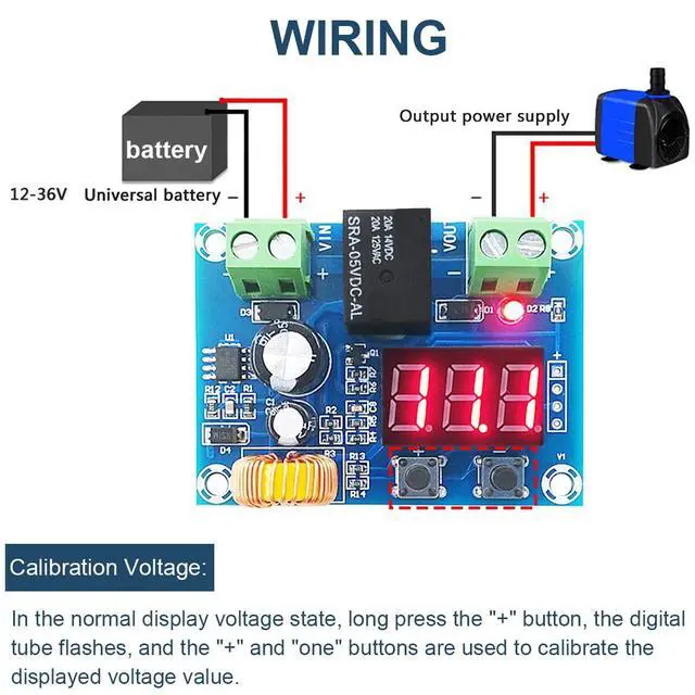 Alt view image 3 of 7 - Vszerda 2PCS Battery Low Voltage Disconnect Module Digital Low Voltage Protector with Digital Display DC 12V-36V Over-Discharge Protection Module, for Lead Acid Lithium Battery
