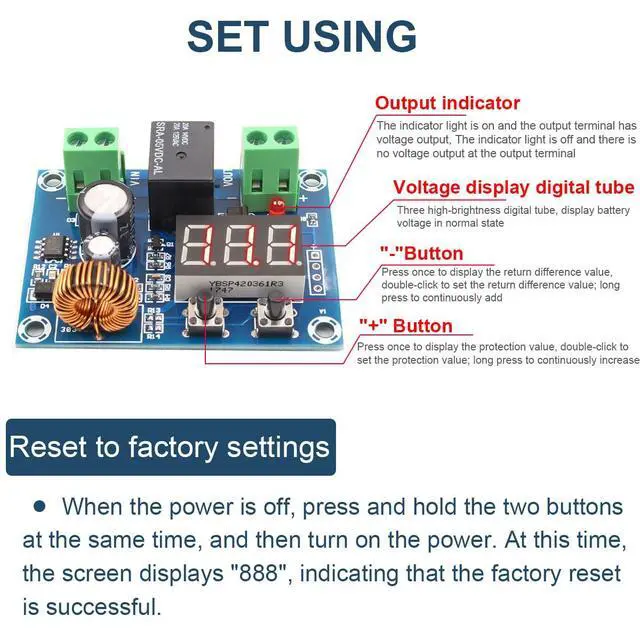 Alt view image 4 of 7 - Vszerda 2PCS Battery Low Voltage Disconnect Module Digital Low Voltage Protector with Digital Display DC 12V-36V Over-Discharge Protection Module, for Lead Acid Lithium Battery