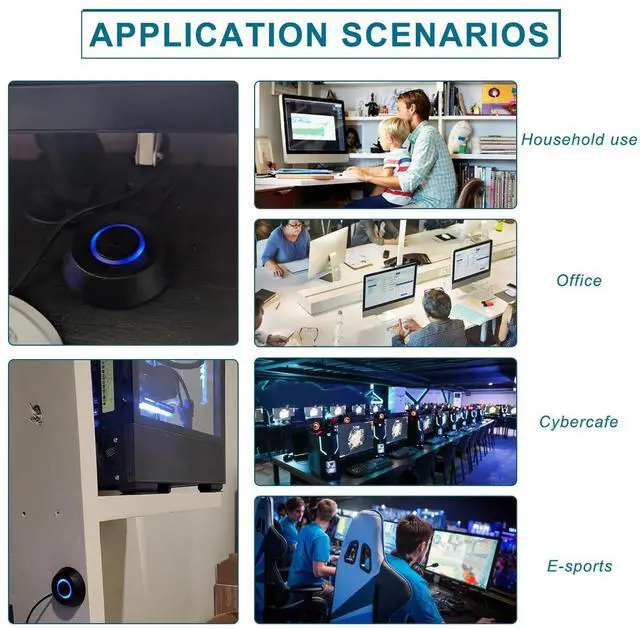 Alt view image 7 of 7 - Vszerda PC Power Button External HDD Push Computer Host Round LED Button On/Off Desktop Remote PC Computer Case Power Switch(Black+White) with 2m Cables for Motherboard Boot