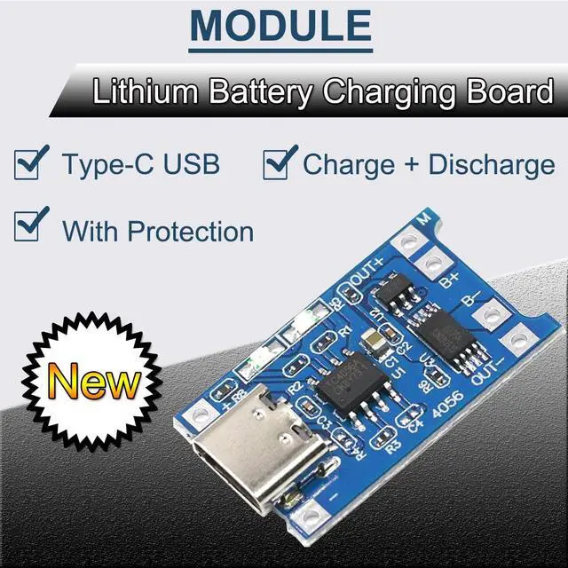 Alt view image 3 of 7 - Vszerda 10PCS 1A High Current 18650 Lithium Battery Charging Board 5V Type-C USB Interface Input Charge Module with Double Protection