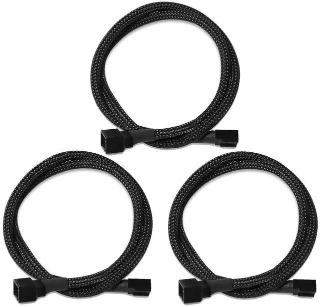 Main image of Vszerda 4 Pin PWM Fan Extension Cable PC Fan Power Braided Sleeved Extension Cable Adapter Case 4-Pin Cooling Fans Cable 24 inches (3 Pack)