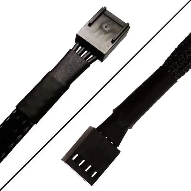 Alt view image 3 of 4 - Vszerda 4 Pin PWM Fan Extension Cable PC Fan Power Braided Sleeved Extension Cable Adapter Case 4-Pin Cooling Fans Cable 24 inches (3 Pack)