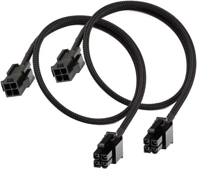 Main image of Vszerda ATX CPU 4 Pin Female to Male Motherboard Extension Cable 12V for Power Supply 24 Inches (2 Pack)