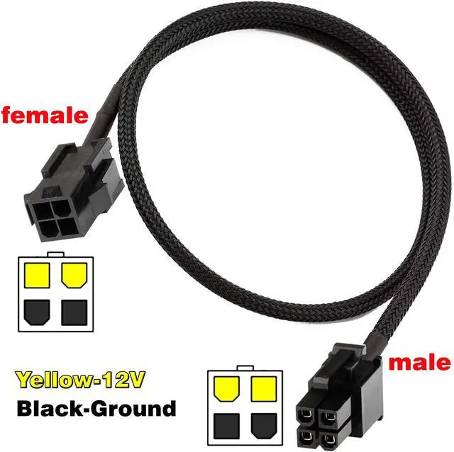 Alt view image 5 of 5 - Vszerda ATX CPU 4 Pin Female to Male Motherboard Extension Cable 12V for Power Supply 24 Inches (2 Pack)
