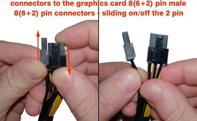 Alt view image 5 of 5 - Vszerda Molex IDE 4 Pin Male to PCIe 8(6+2) Pin Male Converter Adapter Power Cable 18 AWG Braided Sleeved 20 inches