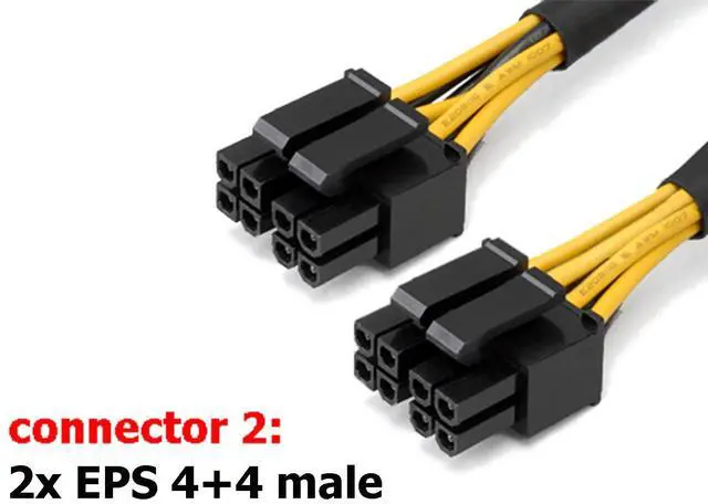 Alt view image 4 of 4 - Vszerda CPU 8 Pin Splitter ATX CPU 8 Pin Female to Dual 8(4+4) Pin Male EPS 12V for Motherboard Power Adapter Cable Sleeved EPS Y-Splitter 9 inches (Not GPU PCIe Splitter)