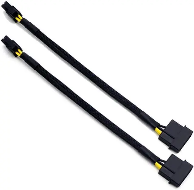 Main image of Vszerda LP4 Molex Male to ATX 4 pin Male Auxiliary Sleeved Braided Power Adapter Cable 12 inches (2 Pack)