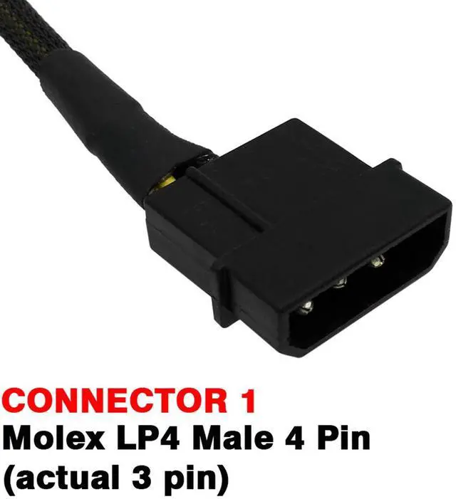 Alt view image 3 of 4 - Vszerda LP4 Molex Male to ATX 4 pin Male Auxiliary Sleeved Braided Power Adapter Cable 12 inches (2 Pack)