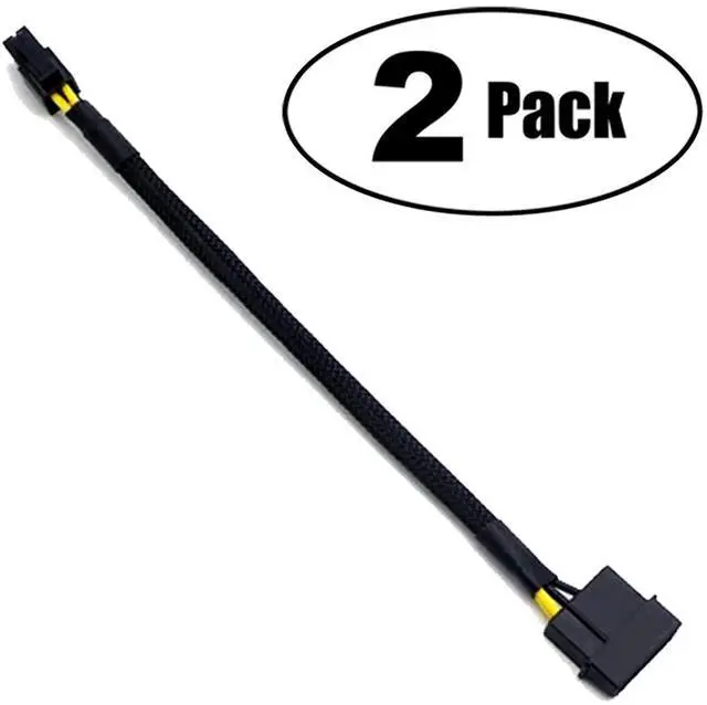 Alt view image 2 of 4 - Vszerda LP4 Molex Male to ATX 4 pin Male Auxiliary Sleeved Braided Power Adapter Cable 12 inches (2 Pack)