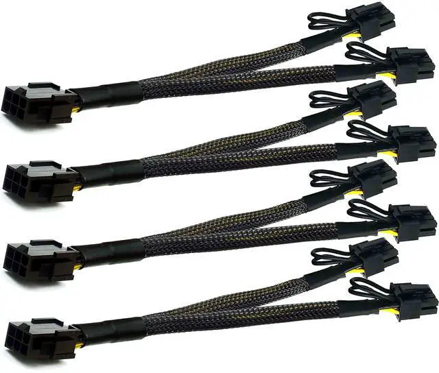 Main image of Vszerda PCI-e 6 Pin to Dual PCIe 8(6+2) Pin Graphics Card PCI Express Power Adapter GPU VGA Y-Splitter Extension Cable Video Card Sleeved Power Cable 9 inches 18 AWG (4 Pack)