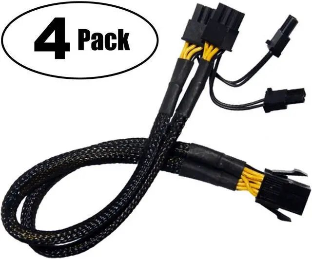 Alt view image 2 of 4 - Vszerda PCI-e 6 Pin to Dual PCIe 8(6+2) Pin Graphics Card PCI Express Power Adapter GPU VGA Y-Splitter Extension Cable Video Card Sleeved Power Cable 9 inches 18 AWG (4 Pack)