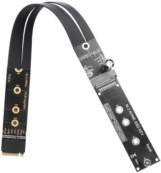 Alt view image 3 of 6 - Vszerda M.2 NVMe SSD Extension Cable M2 M-Key NVME Male to Female Adapter for Motherboard SSD 2230/2242/2260/2280 NVME Support only (33 cm/13 in)