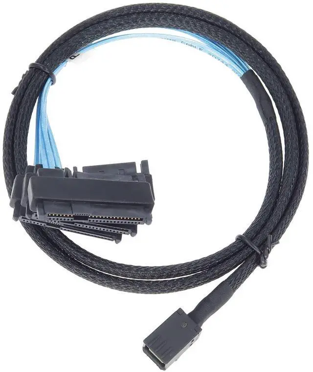 Alt view image 2 of 7 - Vszerda Mini SAS to SAS Cable Breakout Internal Fan-Out HD SFF-8643 to SFF-8482 29Pin with Sata Power for Raid Controller to HDD 1M Length