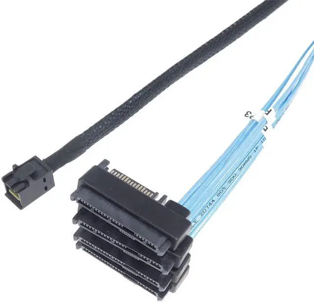 Alt view image 6 of 7 - Vszerda Mini SAS to SAS Cable Breakout Internal Fan-Out HD SFF-8643 to SFF-8482 29Pin with Sata Power for Raid Controller to HDD 1M Length