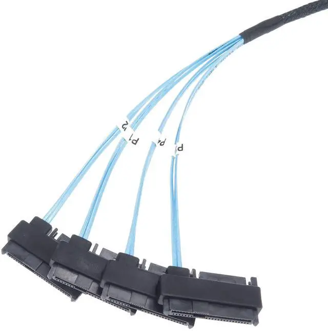 Alt view image 7 of 7 - Vszerda Mini SAS to SAS Cable Breakout Internal Fan-Out HD SFF-8643 to SFF-8482 29Pin with Sata Power for Raid Controller to HDD 1M Length