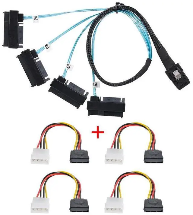 Alt view image 2 of 7 - Vszerda Cable Internal Mini SAS 4X SFF-8087 36Pin Host to SAS Hard Disk SFF-8482 29Pin Target Fanout Cable with IDE Power 100cm