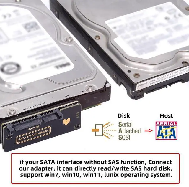 Alt view image 7 of 7 - Vszerda SFF-8482 SAS 29Pin to 7+15 22Pin SATA Hard Disk Drive Raid Adapter with SAS Controller Chipset and Power Port
