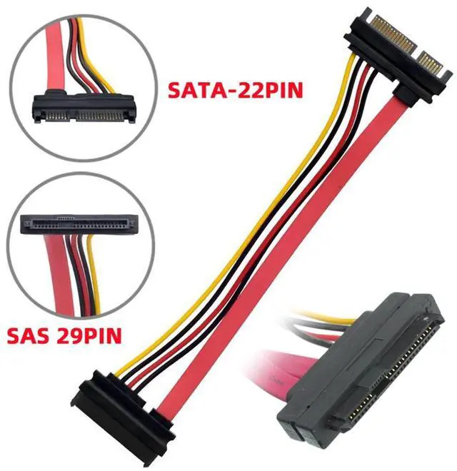 Alt view image 4 of 7 - Vszerda SAS Cable SFF-8482 SAS 29 Pin to SATA 22Pin Hard Disk Drive Raid Extension Cable with 22 Pin SATA Power Port