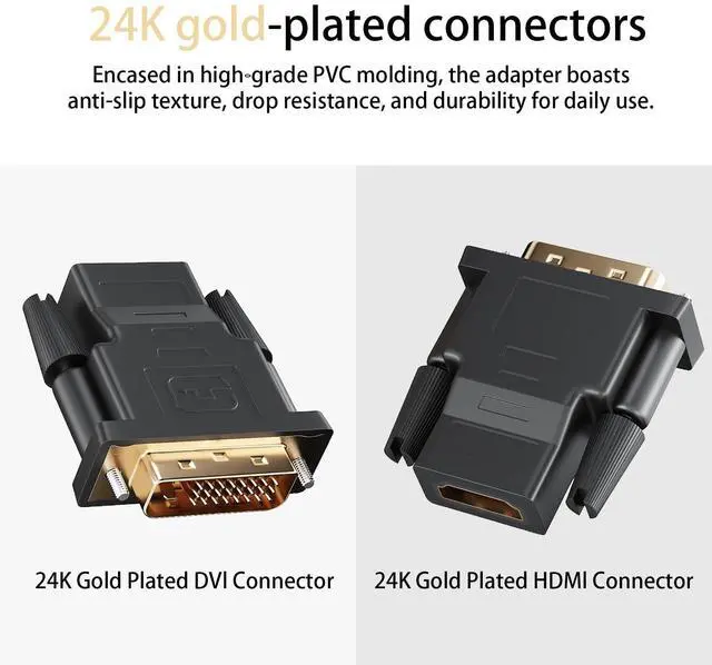 Alt view image 3 of 7 - Vszerda DVI to HDMI Adapter, 3-Pack Bi-Directional DVI(24+1) Male to HDMI Female with Gold-Plated CordSupport 1080P for Computer, Monitor, Projector, TV, PS3/4/5 Nintendo Switch