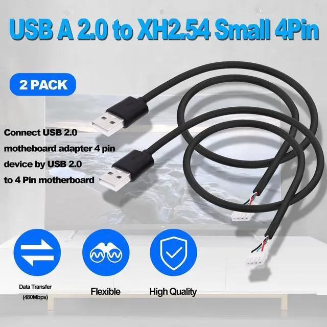 Alt view image 5 of 7 - Vszerda USB A Male to XH2.54 4Pin Motherboard Connector Converting Cable Small 4Pin XH2.54 Terminal to USB 2.0 Type A Adapter Extension Cable Wire for USB Repaire DIY Replacement -30CM-2pcs