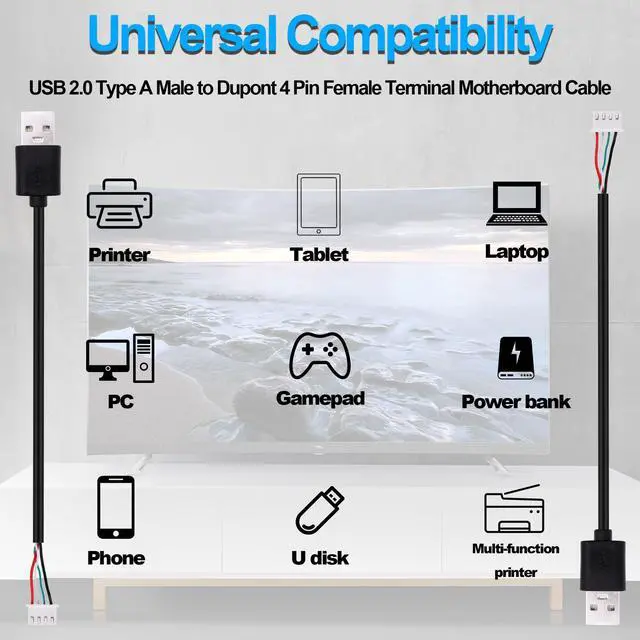 Alt view image 6 of 7 - Vszerda USB A Male to XH2.54 4Pin Motherboard Connector Converting Cable Small 4Pin XH2.54 Terminal to USB 2.0 Type A Adapter Extension Cable Wire for USB Repaire DIY Replacement -30CM-2pcs