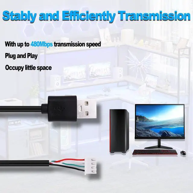 Alt view image 7 of 7 - Vszerda USB A Male to XH2.54 4Pin Motherboard Connector Converting Cable Small 4Pin XH2.54 Terminal to USB 2.0 Type A Adapter Extension Cable Wire for USB Repaire DIY Replacement -30CM-2pcs